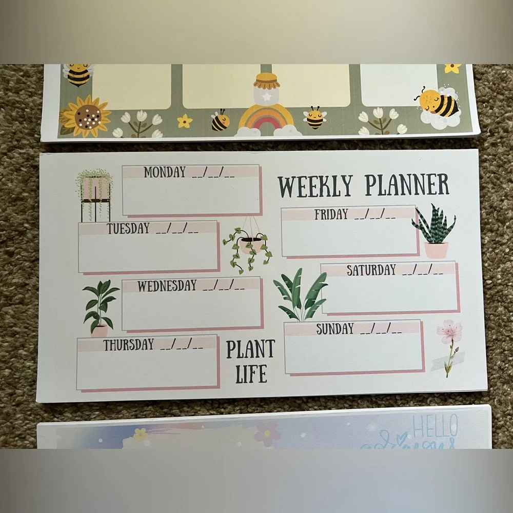Lot of 3 Weekly Planners Bumblebees Plants Flowers Kawaii Pastel Cute Nature 🐝🌿🌸